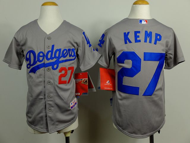 Youth Los Angeles Dodgers #27 Kemp Grey MLB Jerseys->women mlb jersey->Women Jersey
